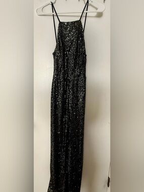 Crystal Sky Black Sequin Jumpsuit Size XS